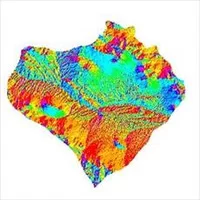 نقشه جهت شیب,نقشه جهت جغرافیایی,جهت,نقشه ی رستری جهت شیب شهرستان لنجان (واقع در استان اصفهان)