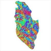 نقشه جهت شیب,نقشه جهت جغرافیایی,جهت,نقشه ی رستری جهت شیب شهرستان سمیرم (واقع در استان اصفهان)
